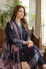 Lakhany Premium 03 Piece Unstitched Dyed Embroidered with Printed Lawn Dupatta
