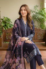 Lakhany Premium 03 Piece Unstitched Dyed Embroidered with Printed Lawn Dupatta