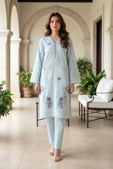 02 Piece Unstitched Embroidered Shirt with Trouser - Lakhany
