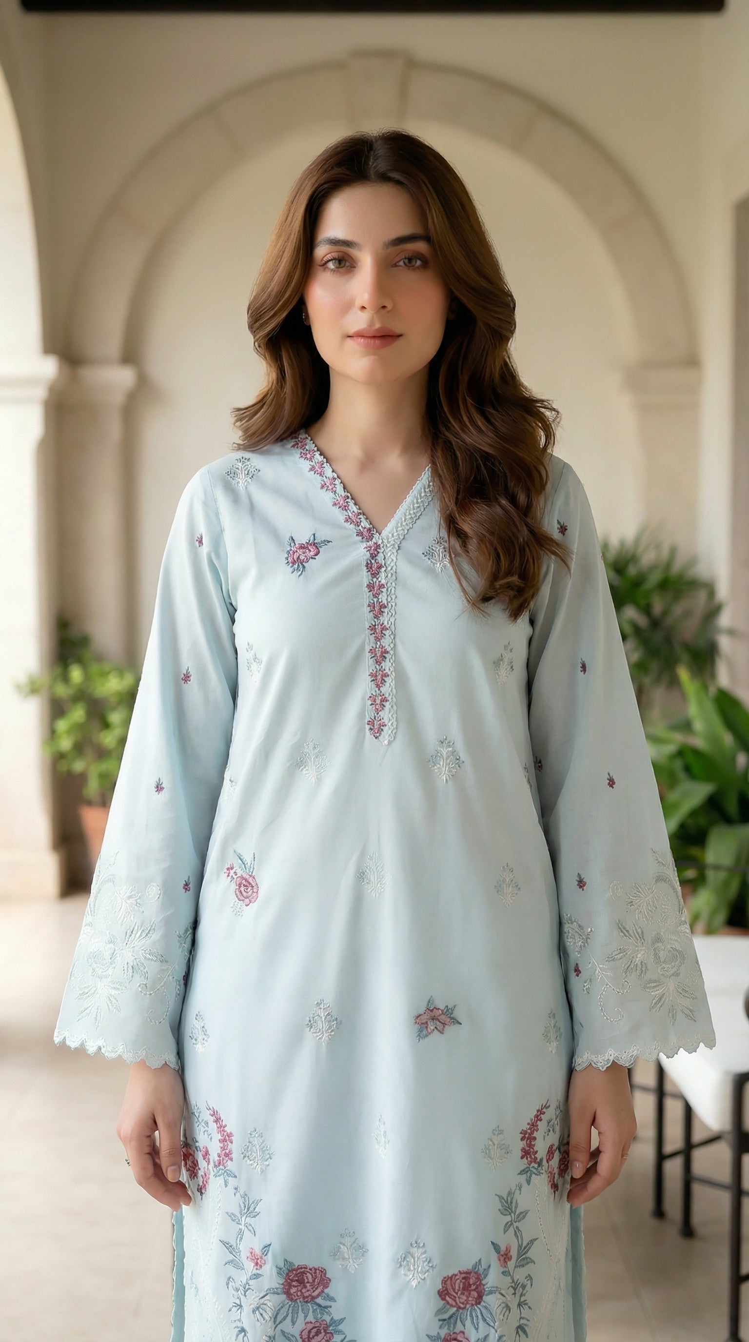 02 Piece Unstitched Embroidered Shirt with Trouser - View 2 - Lakhany