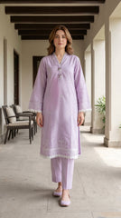02 Piece Unstitched Embroidered Shirt with Trouser - Lakhany