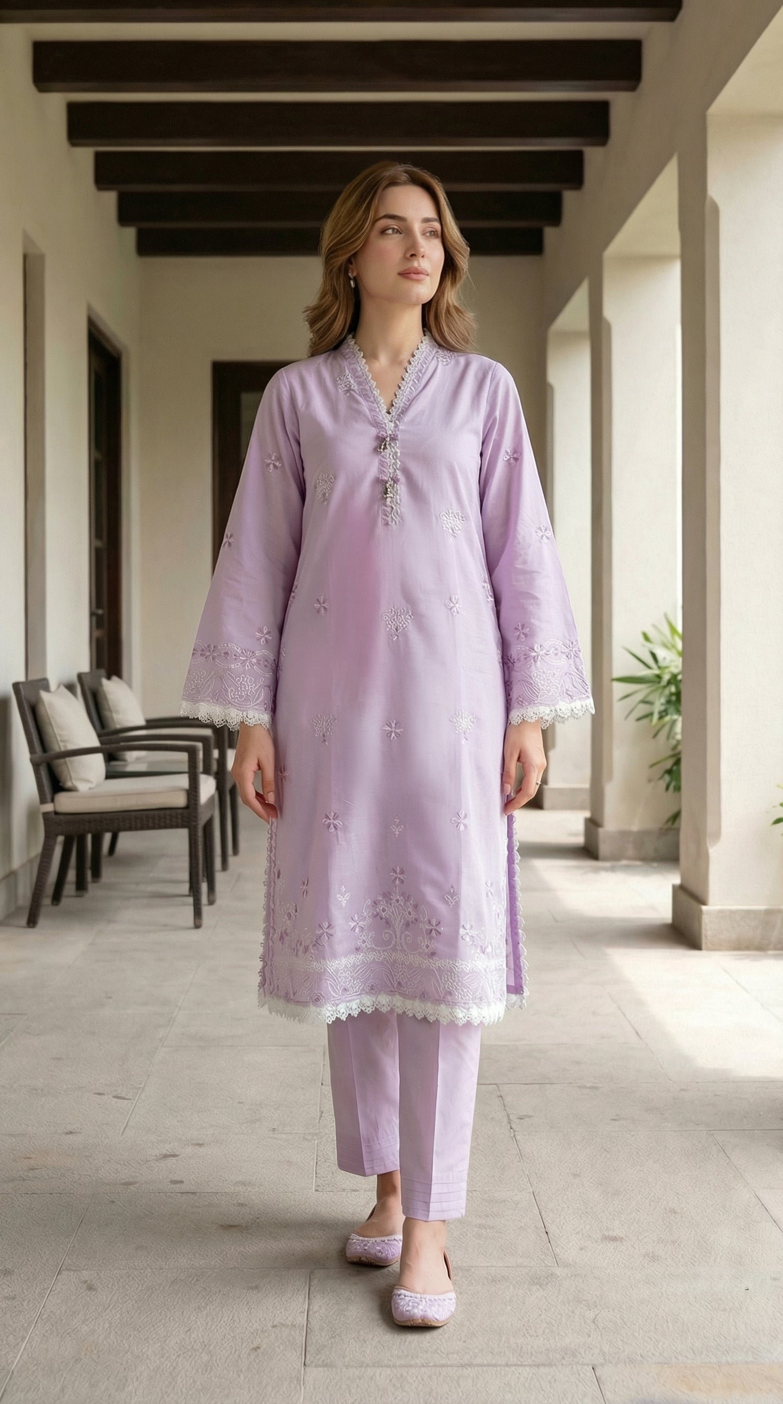 02 Piece Unstitched Embroidered Shirt with Trouser - View 2 - Lakhany