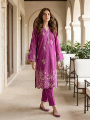 02 Piece Unstitched Embroidered Shirt with Trouser - View 2 - Lakhany