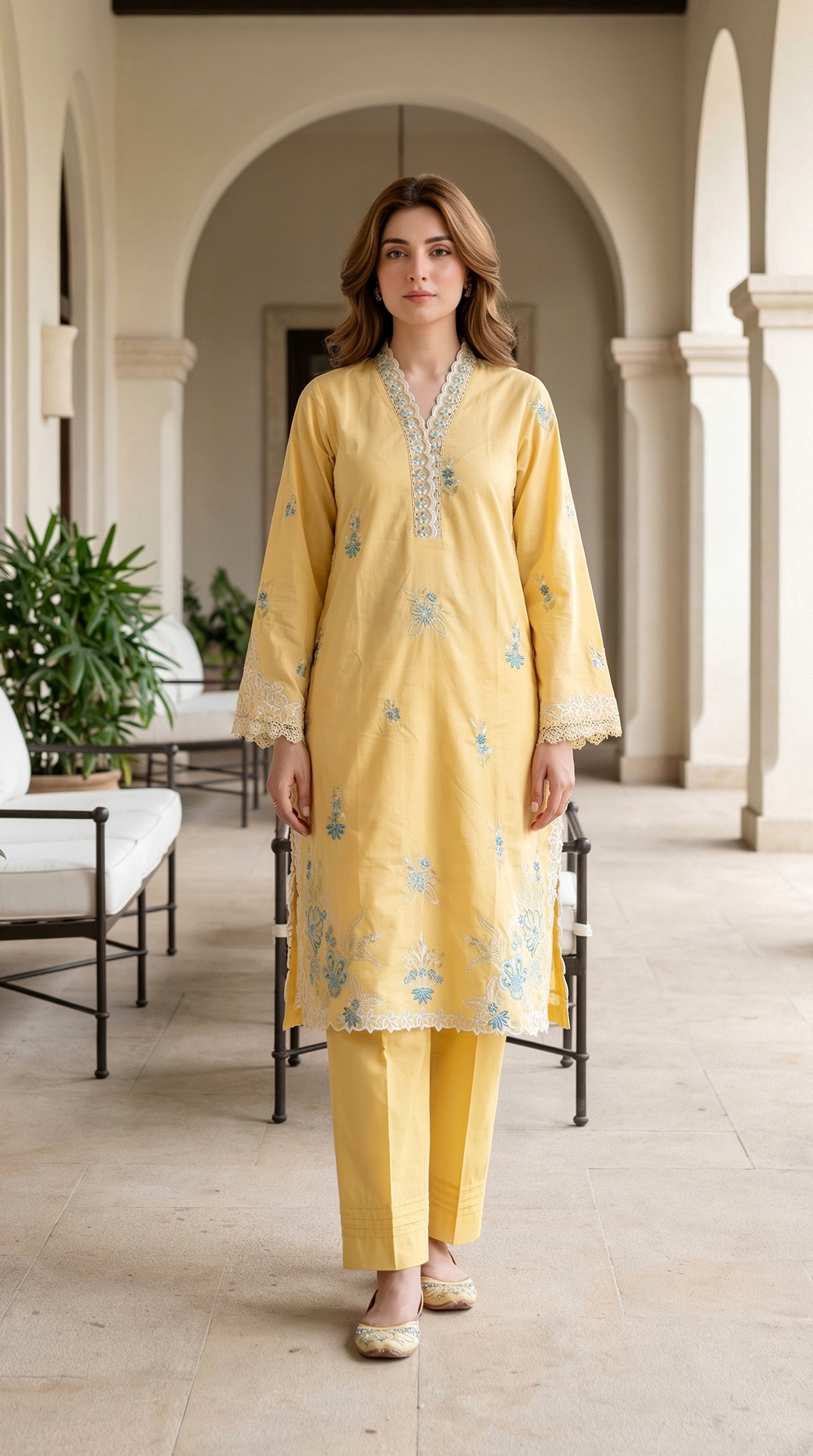 02 Piece Unstitched Embroidered Shirt with Trouser - View 2 - Lakhany