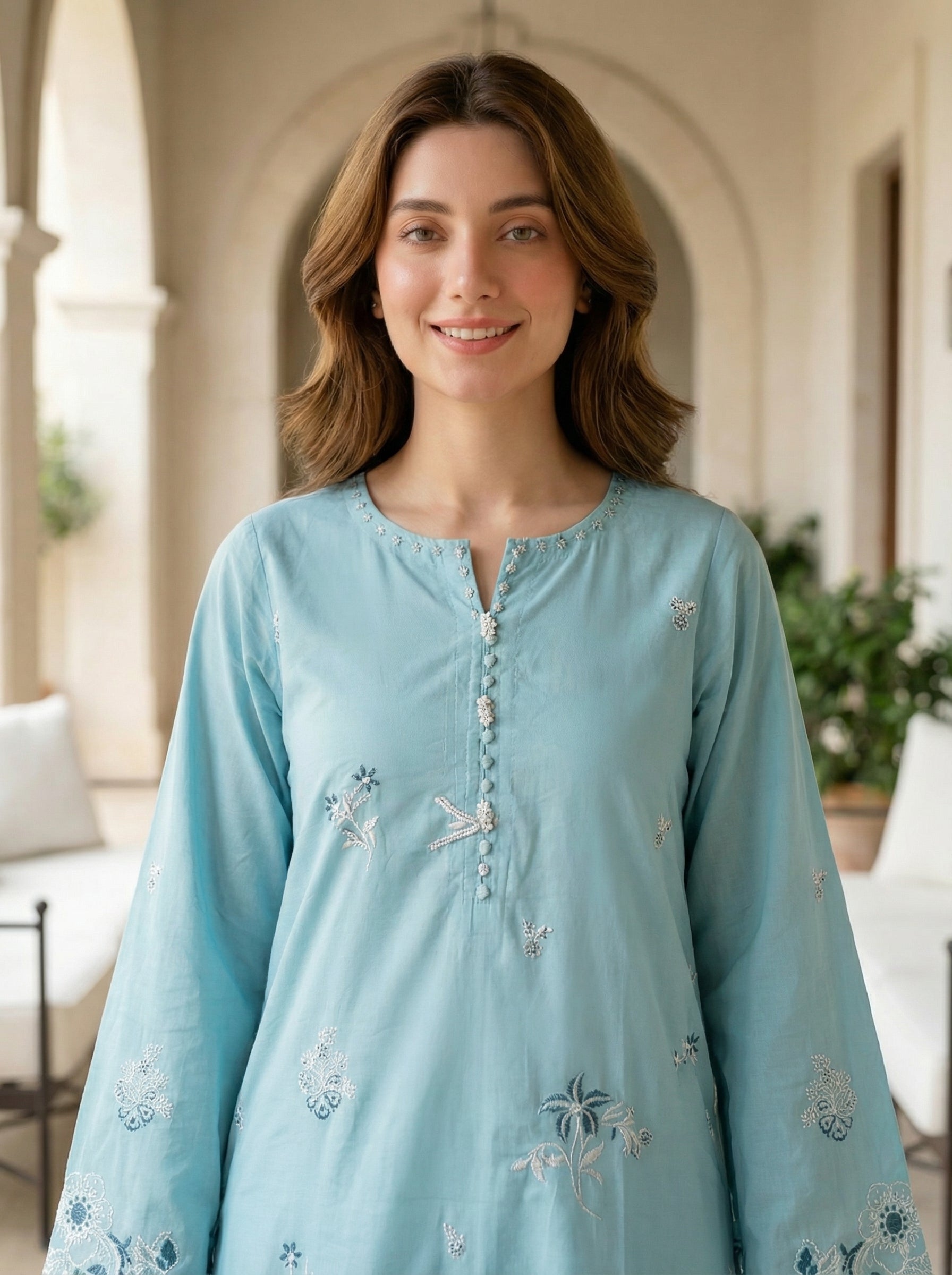 02 Piece Unstitched Embroidered Shirt with Trouser - View 6 - Lakhany