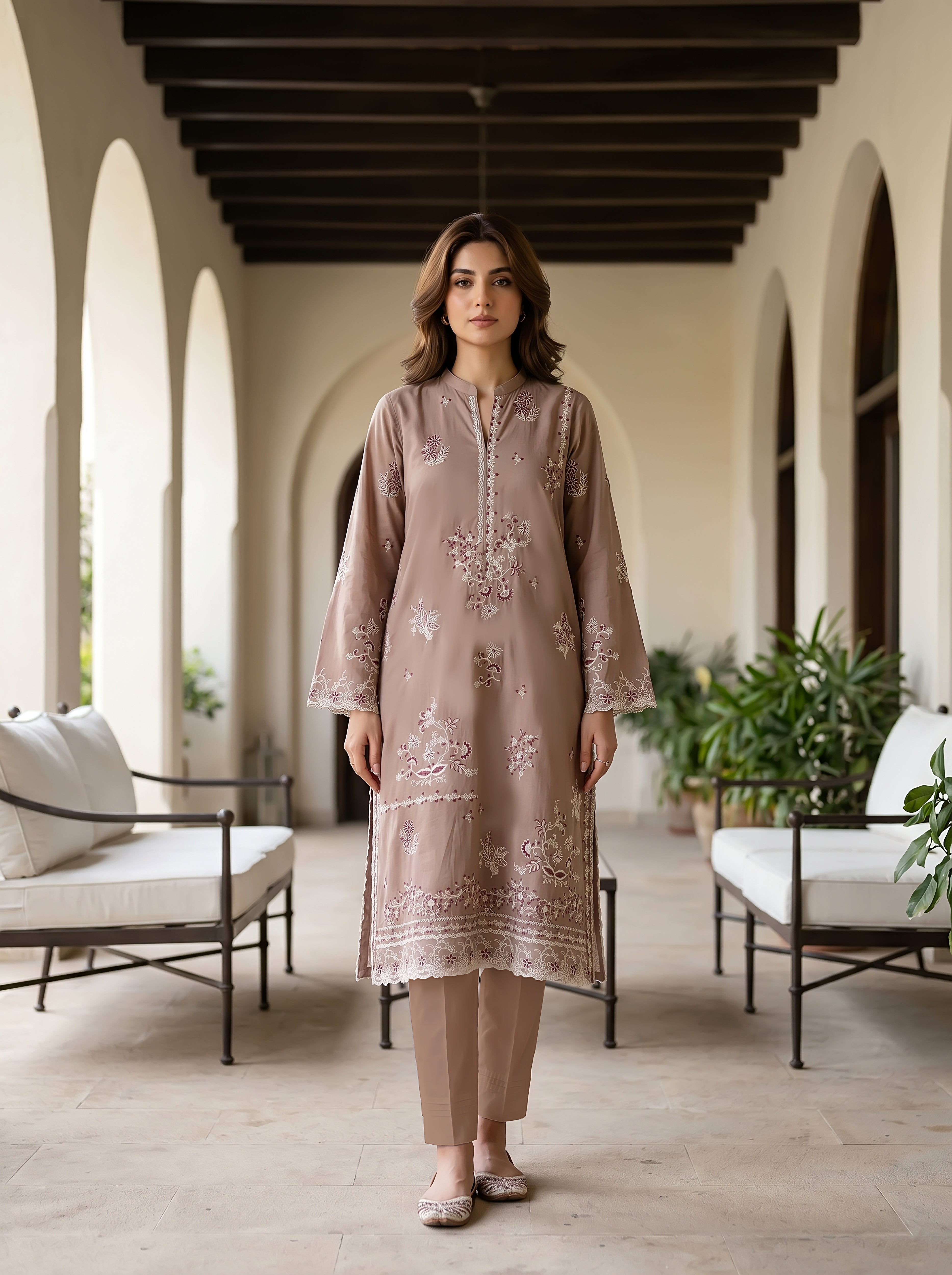 02 Piece Unstitched Embroidered with Shirt & Trouser - Lakhany