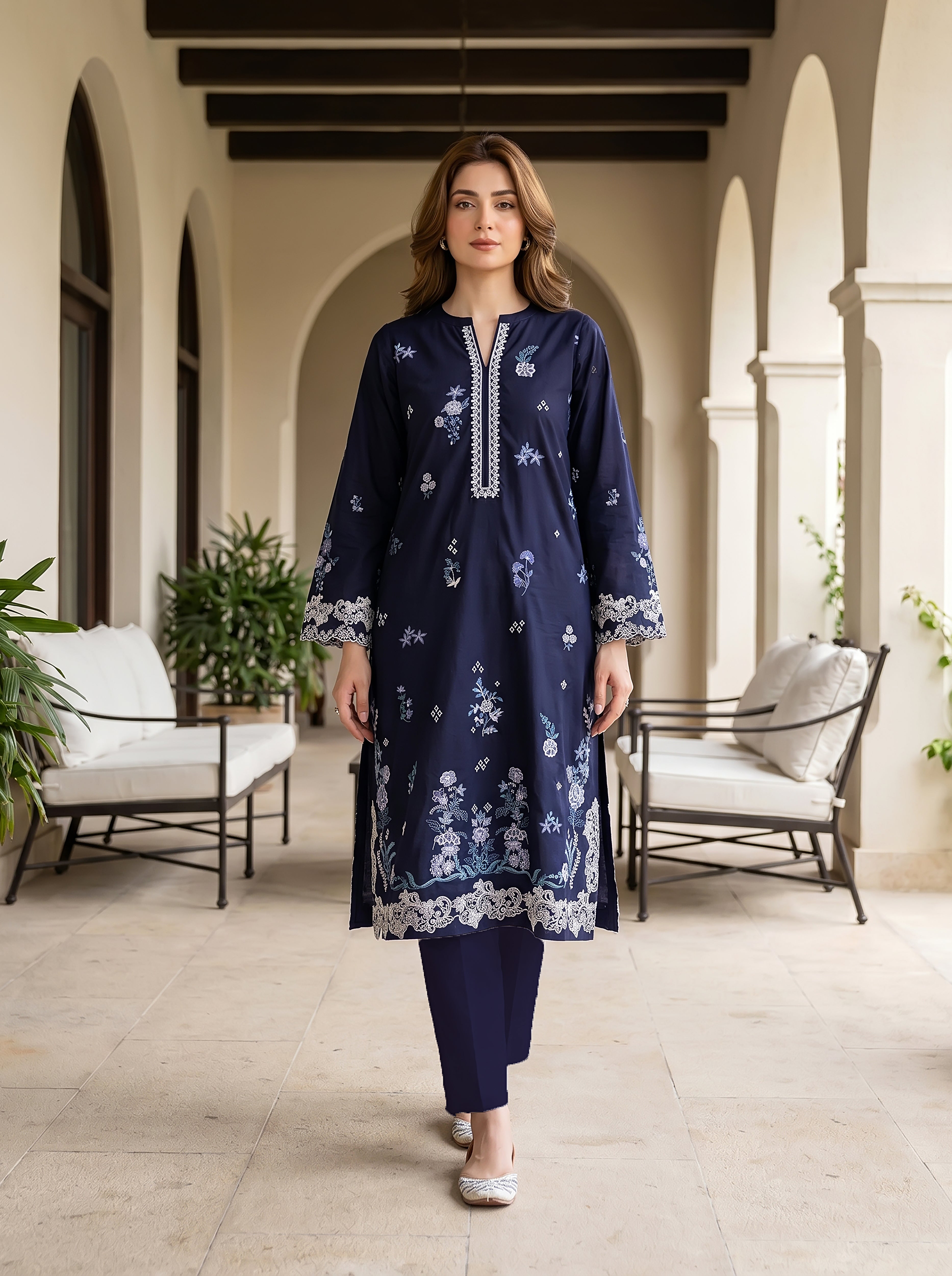 02 Piece Unstitched Embroidered with Shirt & Trouser - Lakhany