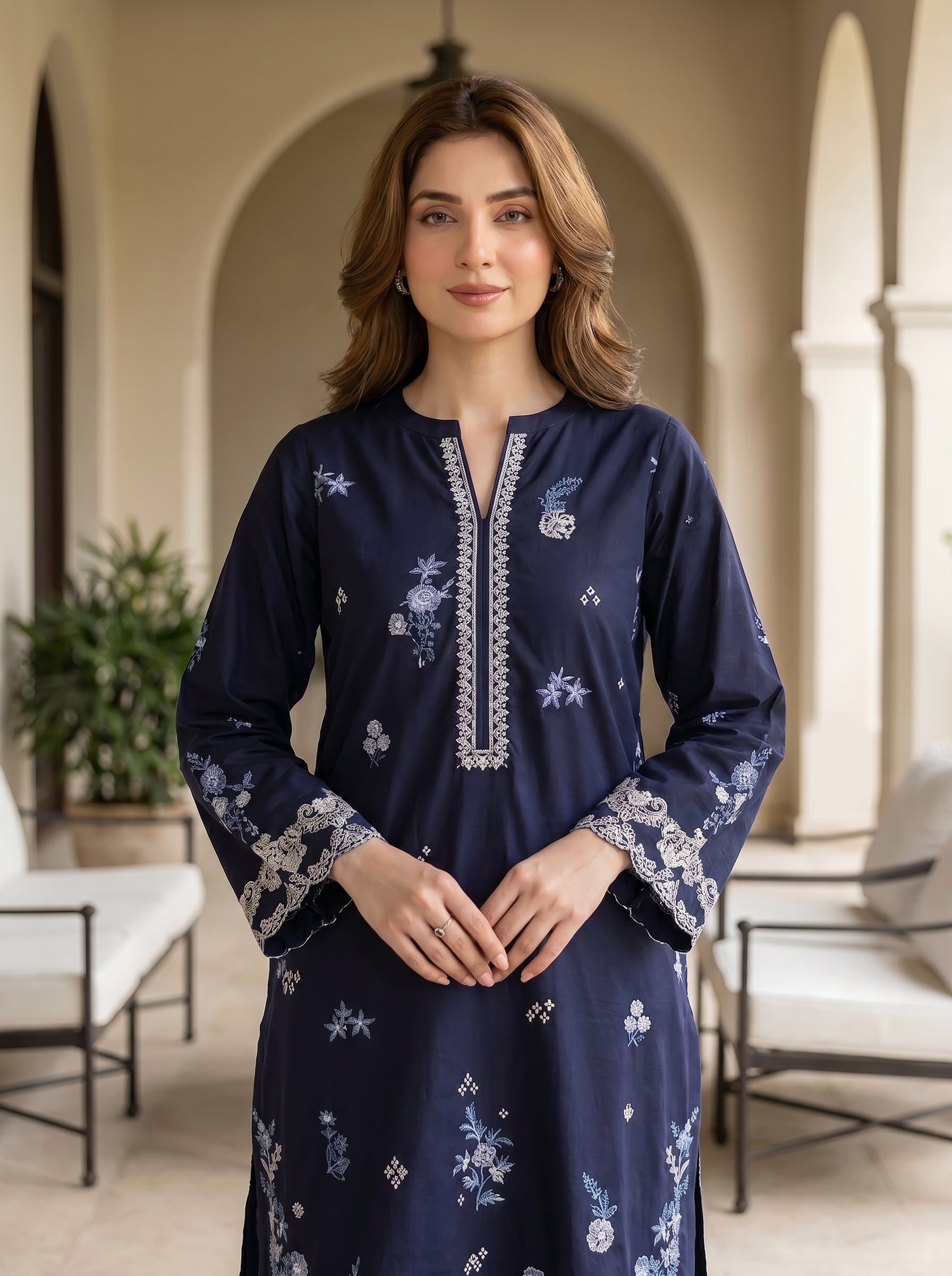 02 Piece Unstitched Embroidered with Shirt & Trouser - View 3 - Lakhany
