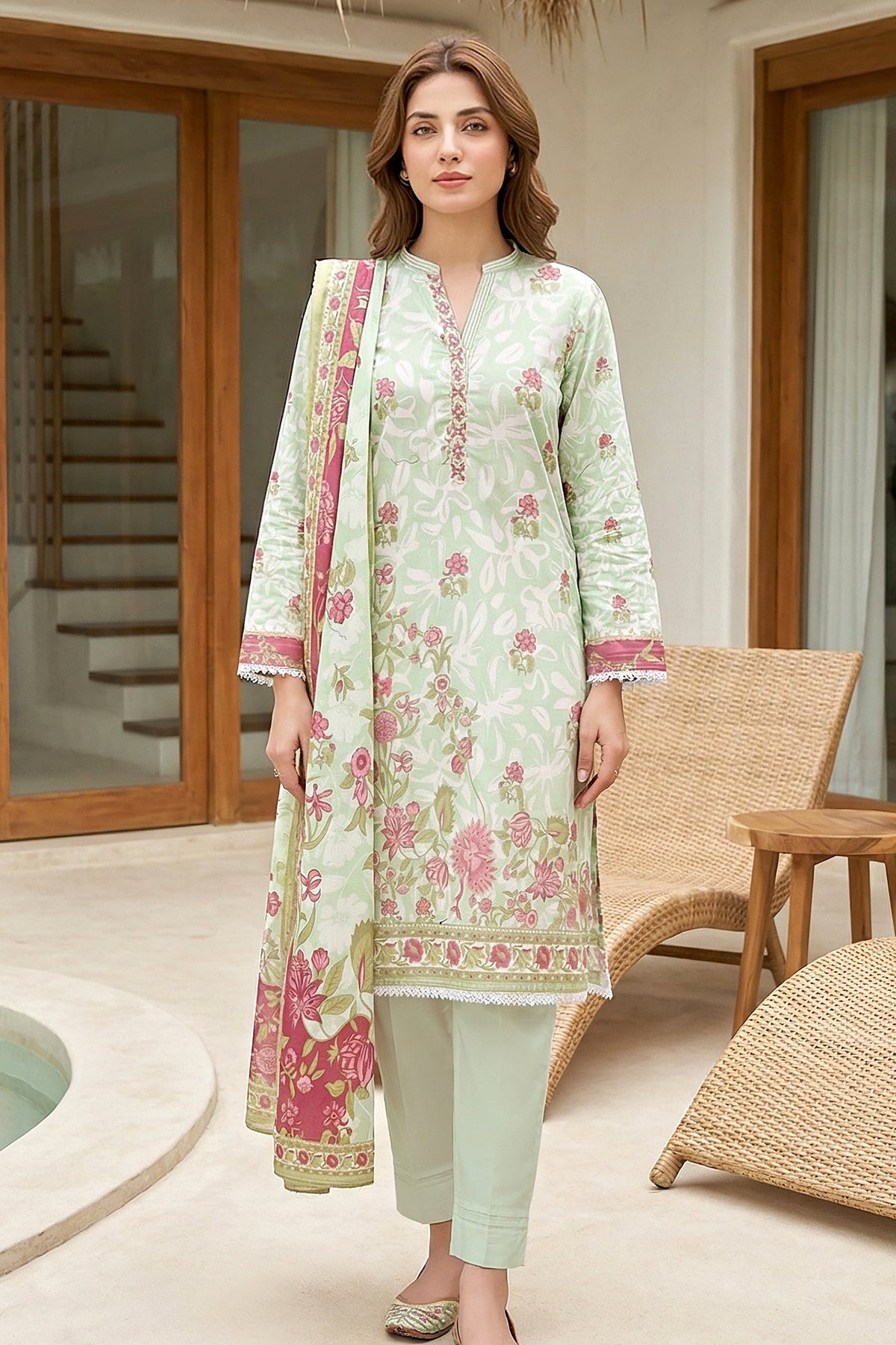 03 Piece Unstitched Printed Lawn - Design 10