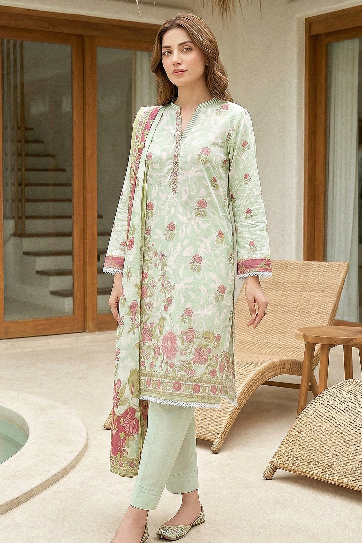 03 Piece Unstitched Printed Lawn - Design 10