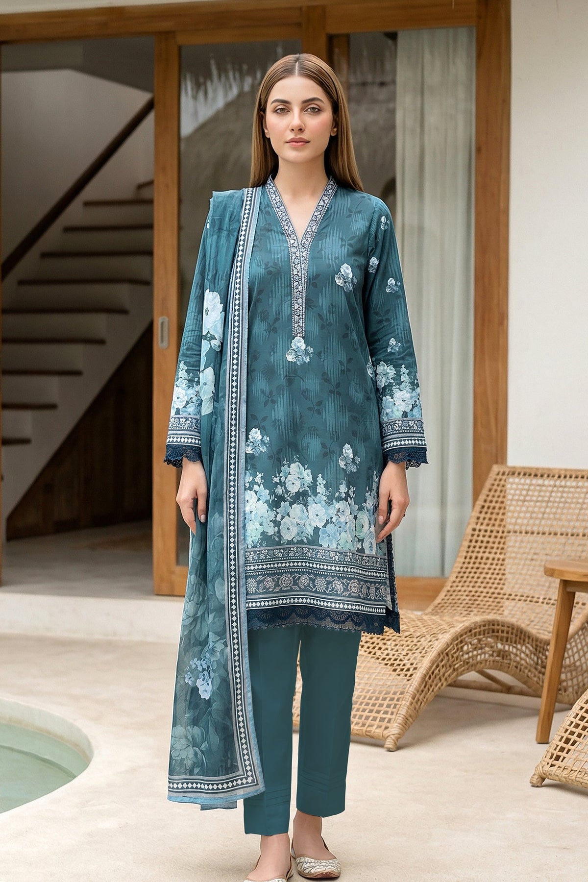 03 Piece Unstitched Printed Lawn - Design 11