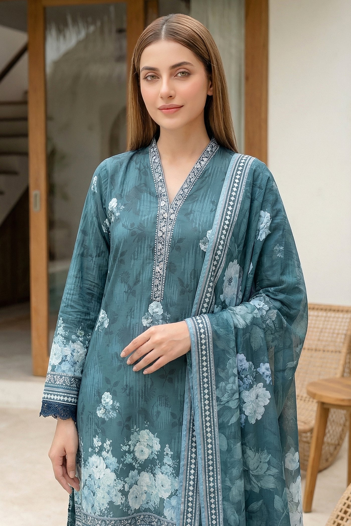 03 Piece Unstitched Printed Lawn - Design 11