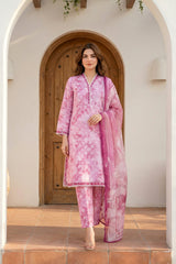03 Piece Unstitched Printed Arabic Lawn with Printed Chiffon Dupatta - Design 13