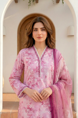 03 Piece Unstitched Printed Arabic Lawn with Printed Chiffon Dupatta - Design 13
