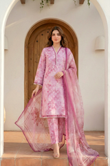 03 Piece Unstitched Printed Arabic Lawn with Printed Chiffon Dupatta - Design 13