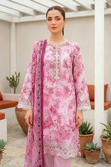 Lakhany Premium 03 Piece Unstitched Printed Embroidered with Printed Lawn Dupatta