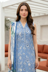 Lakhany Premium 03 Piece Unstitched Printed Embroidered with Printed Lawn Dupatta - Design 14