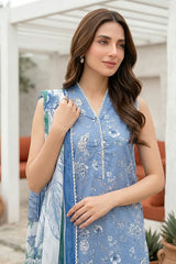 Lakhany Premium 03 Piece Unstitched Printed Embroidered with Printed Lawn Dupatta - Design 14