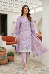 Lakhany Premium 03 Piece Unstitched Printed Embroidered with Printed Lawn Dupatta