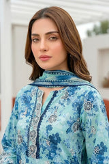 Lakhany Premium 03 Piece Unstitched Printed Embroidered with Printed Lawn Dupatta - Design 10