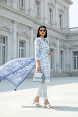 03 Piece Stitched Embroidered with Printed Lawn Dupatta Komal Lawn