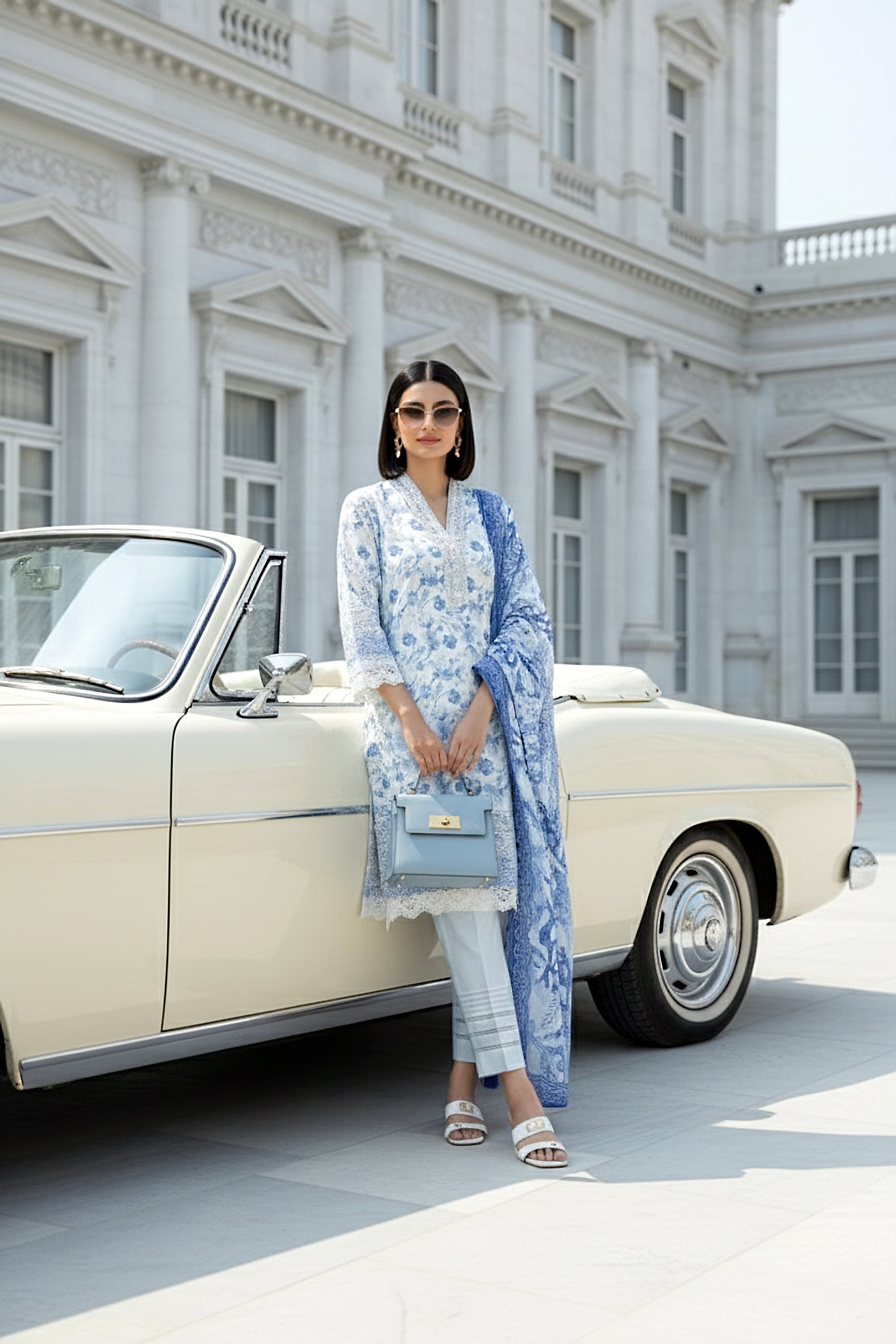 03 Piece Stitched Embroidered with Printed Lawn Dupatta Komal Lawn