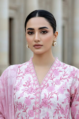 03 Piece Unstitched Embroidered With Printed Chiffon Dupatta Komal Lawn - Design 7