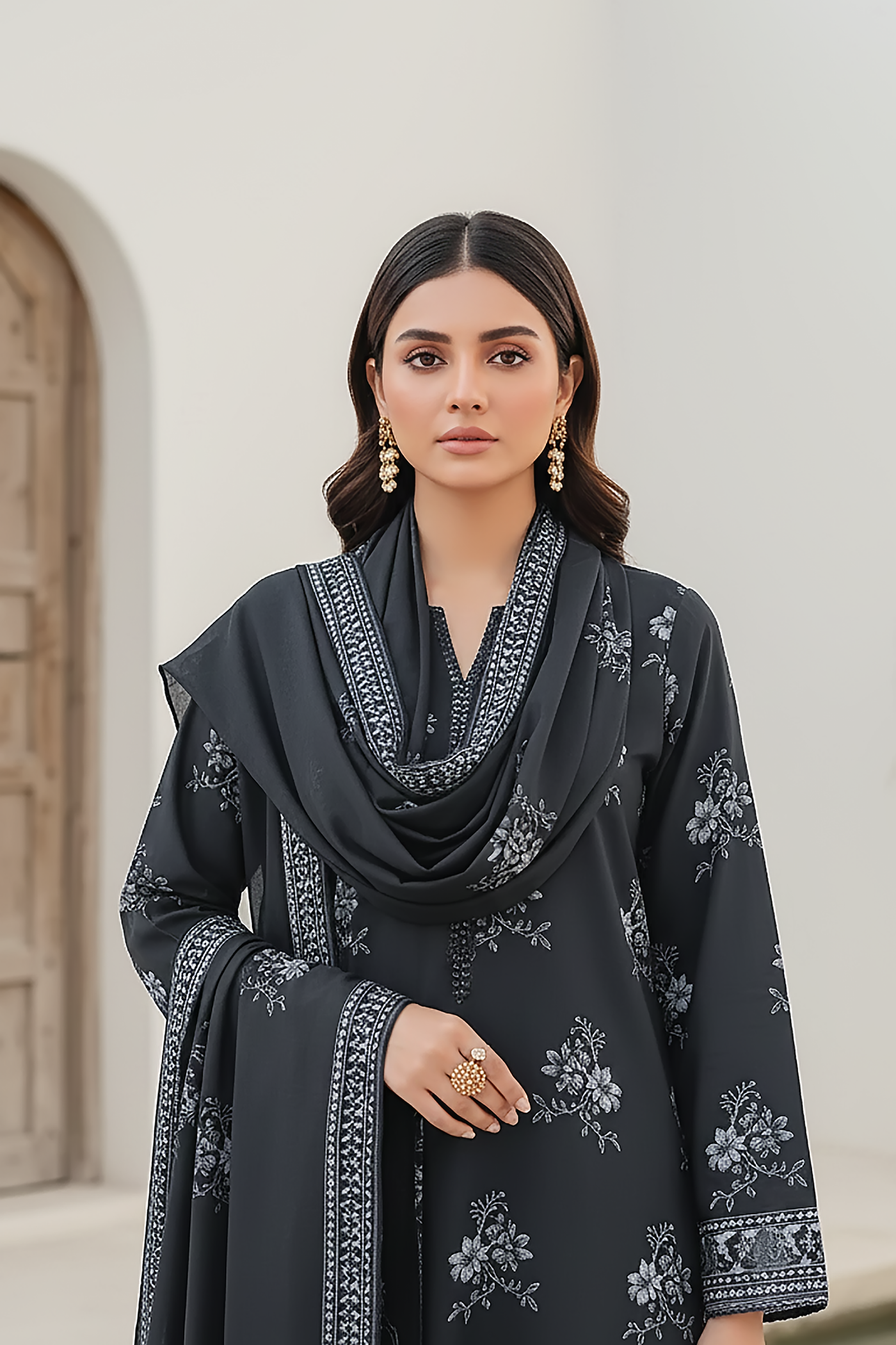 03 Piece Unstitched Pashmina Printed - Design 12