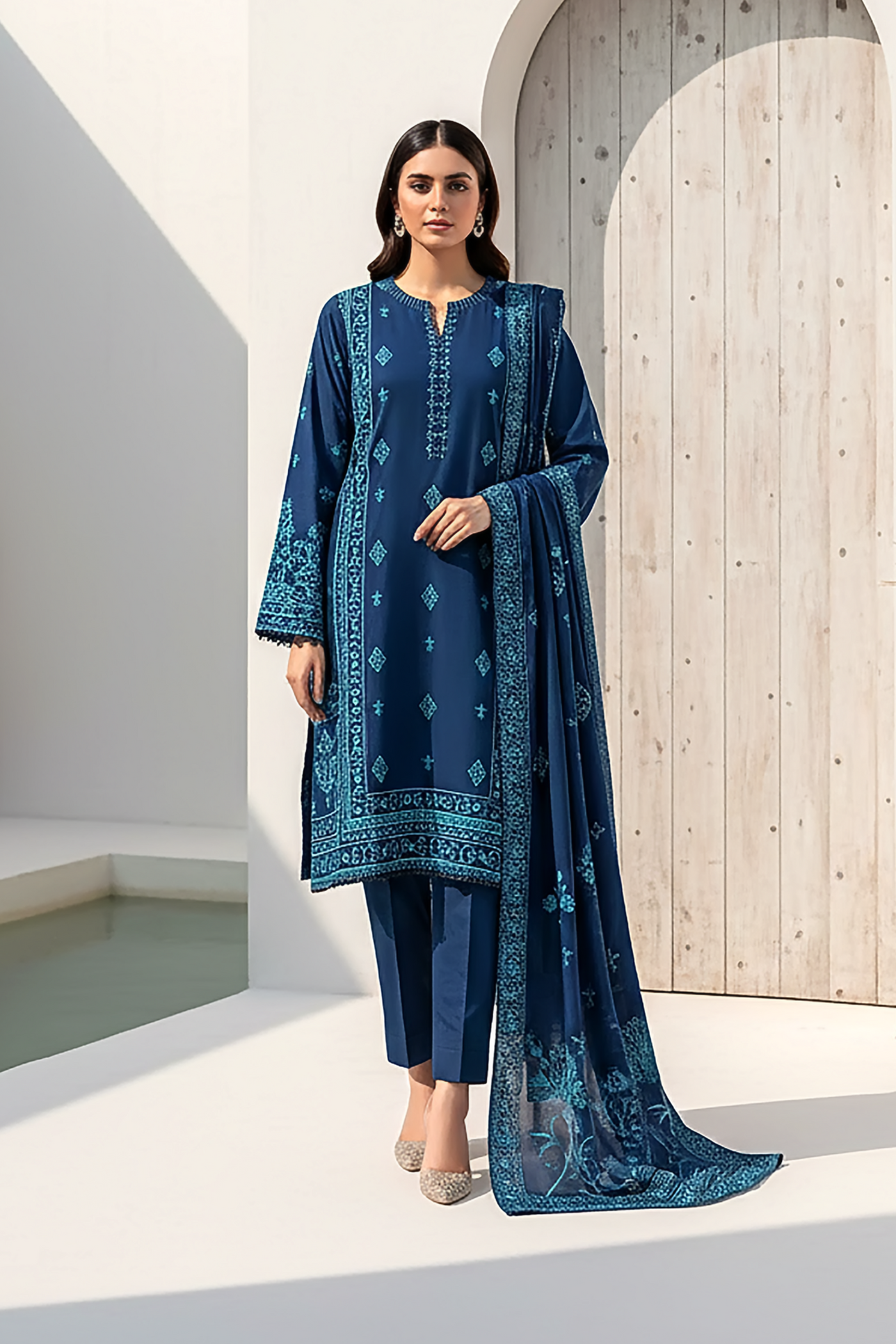03 Piece Unstitched Pashmina Printed - Design 13