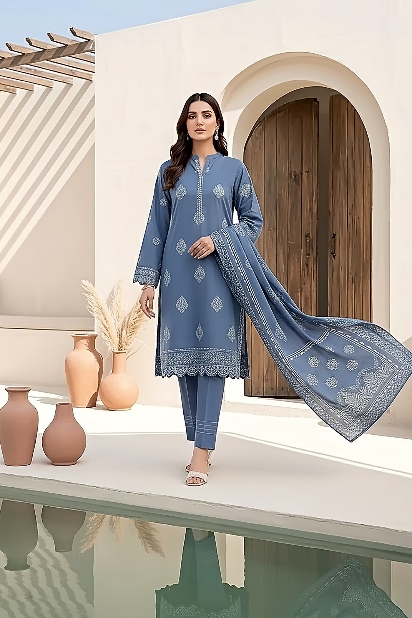 03 Piece Unstitched Pashmina Printed - Design 14