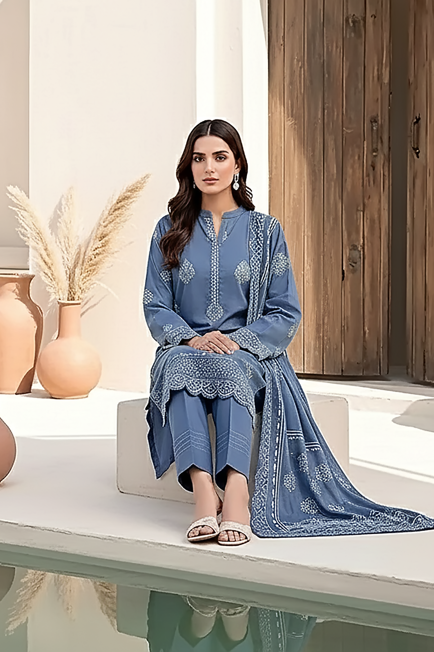 03 Piece Unstitched Pashmina Printed - Design 14