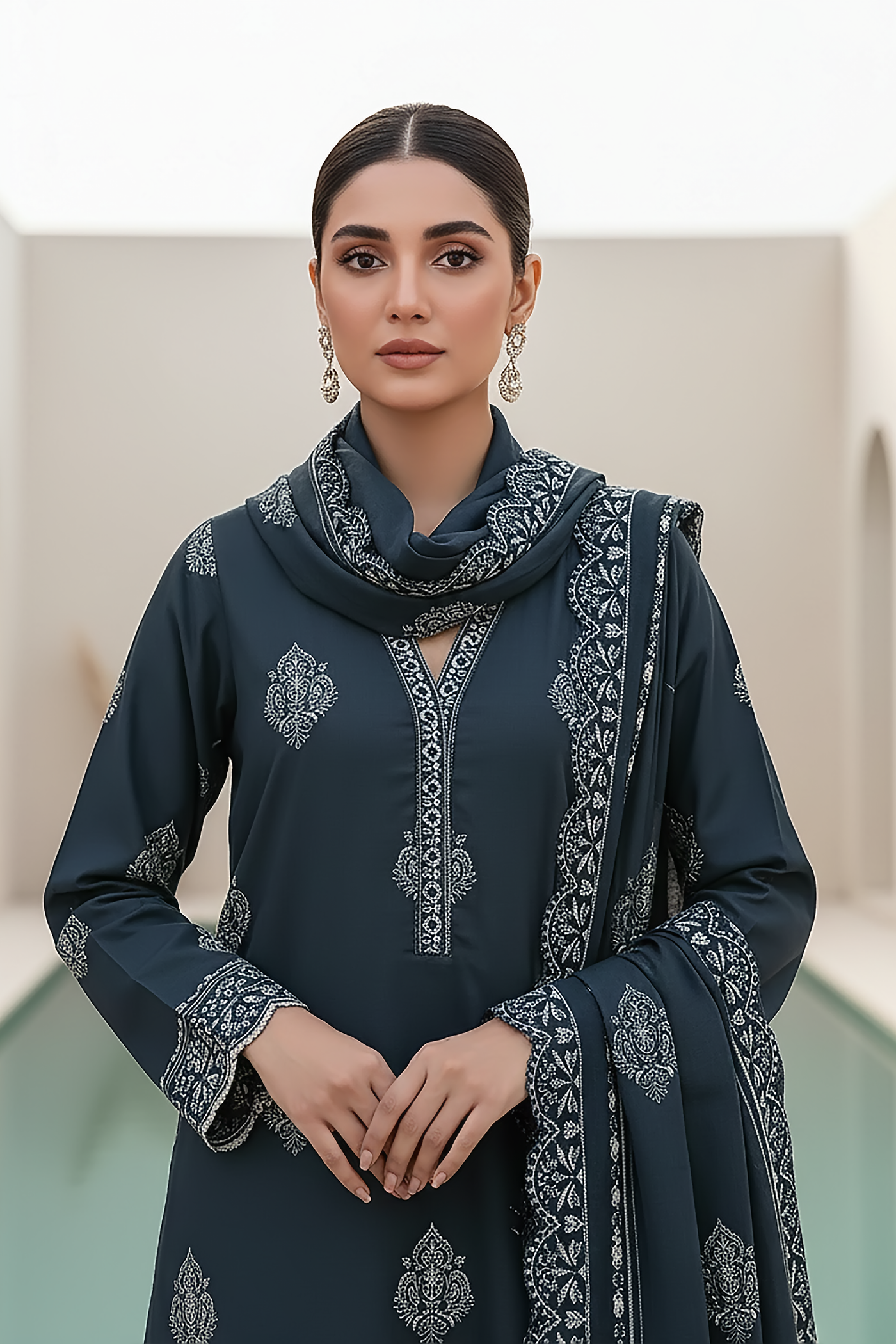 03 Piece Unstitched Pashmina Printed - Design 15
