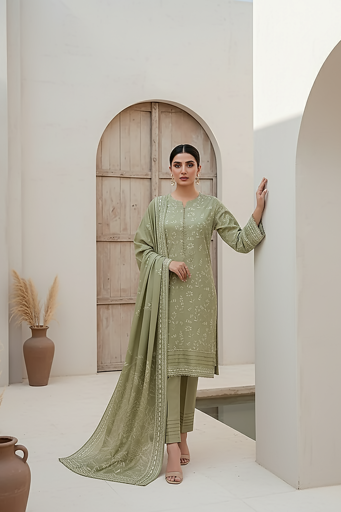 03 Piece Unstitched Pashmina Printed - Design 17