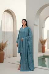 03 Piece Unstitched Pashmina Printed - Design 18