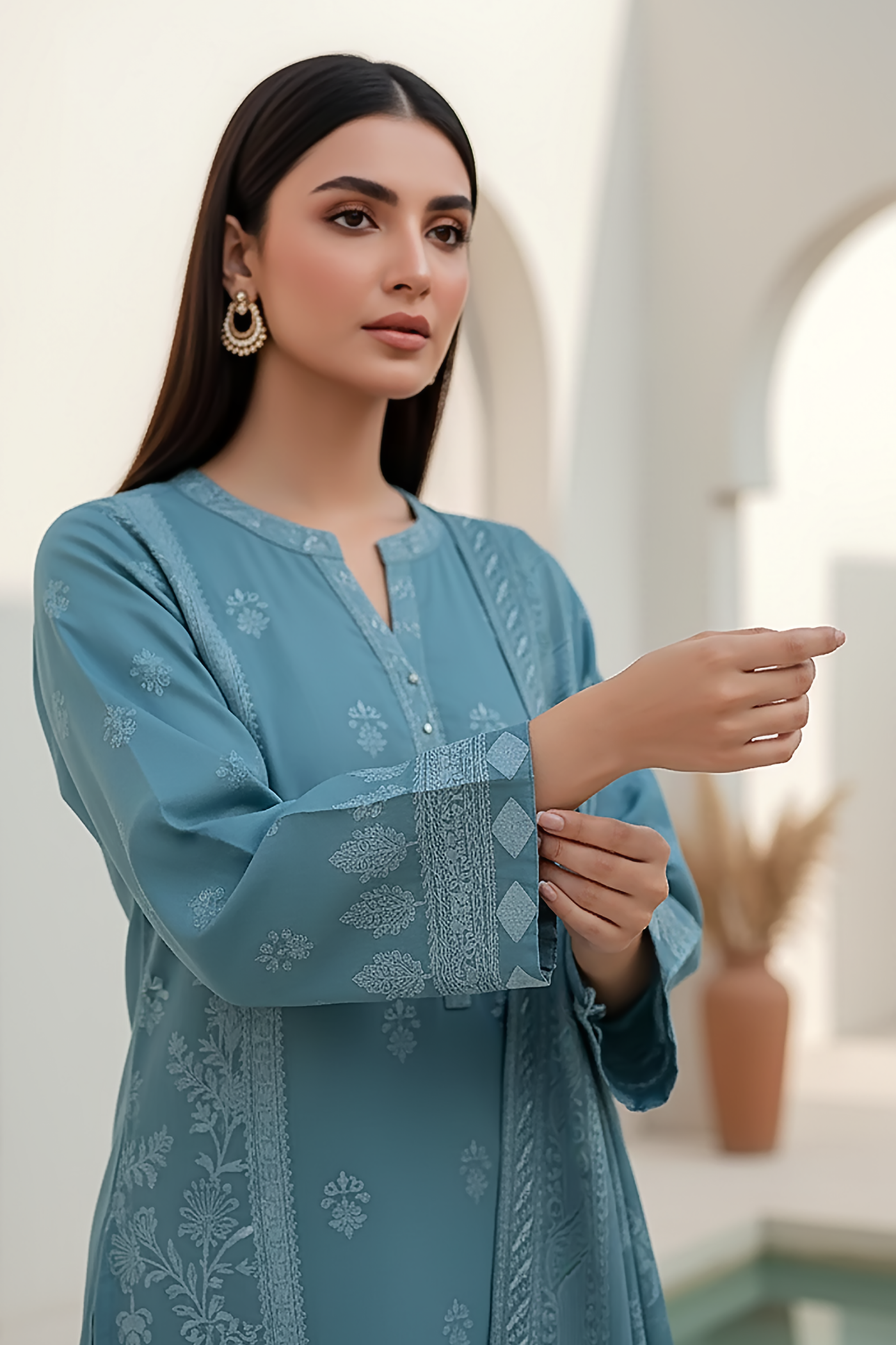 03 Piece Unstitched Pashmina Printed - Design 18