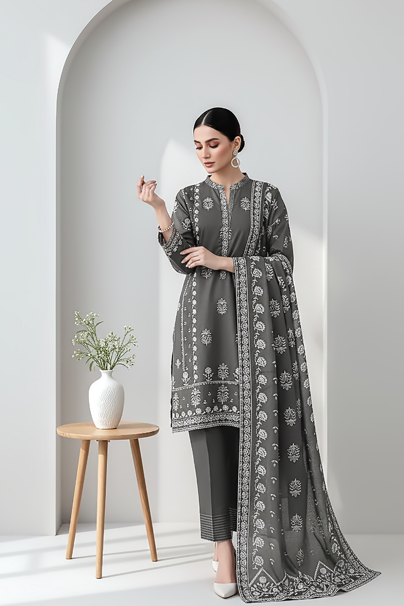 03 Piece Unstitched Textured Heavy Weight Printed Marina - Design 25