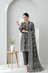 03 Piece Unstitched Textured Heavy Weight Printed Marina - Design 25