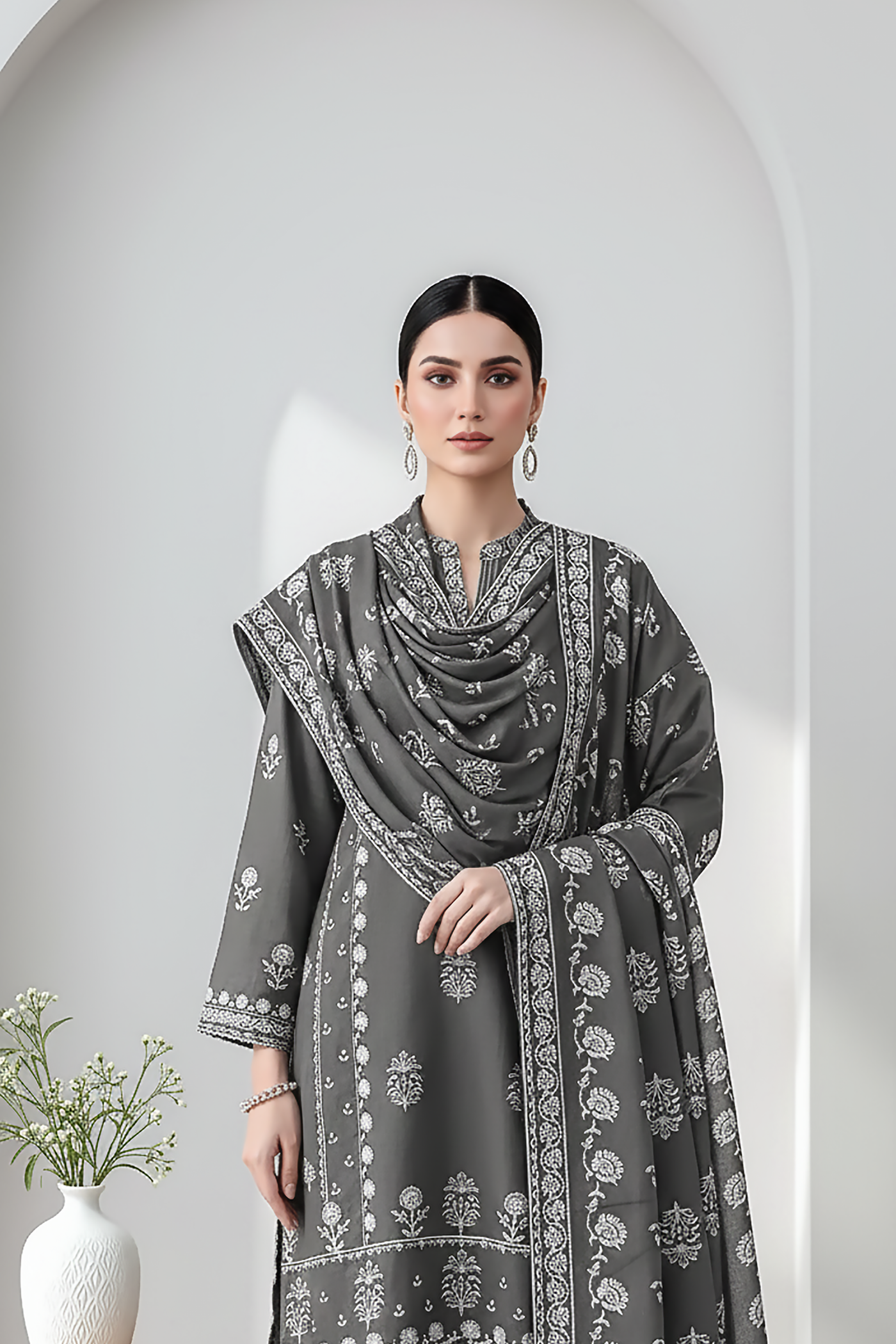03 Piece Unstitched Textured Heavy Weight Printed Marina - Design 25