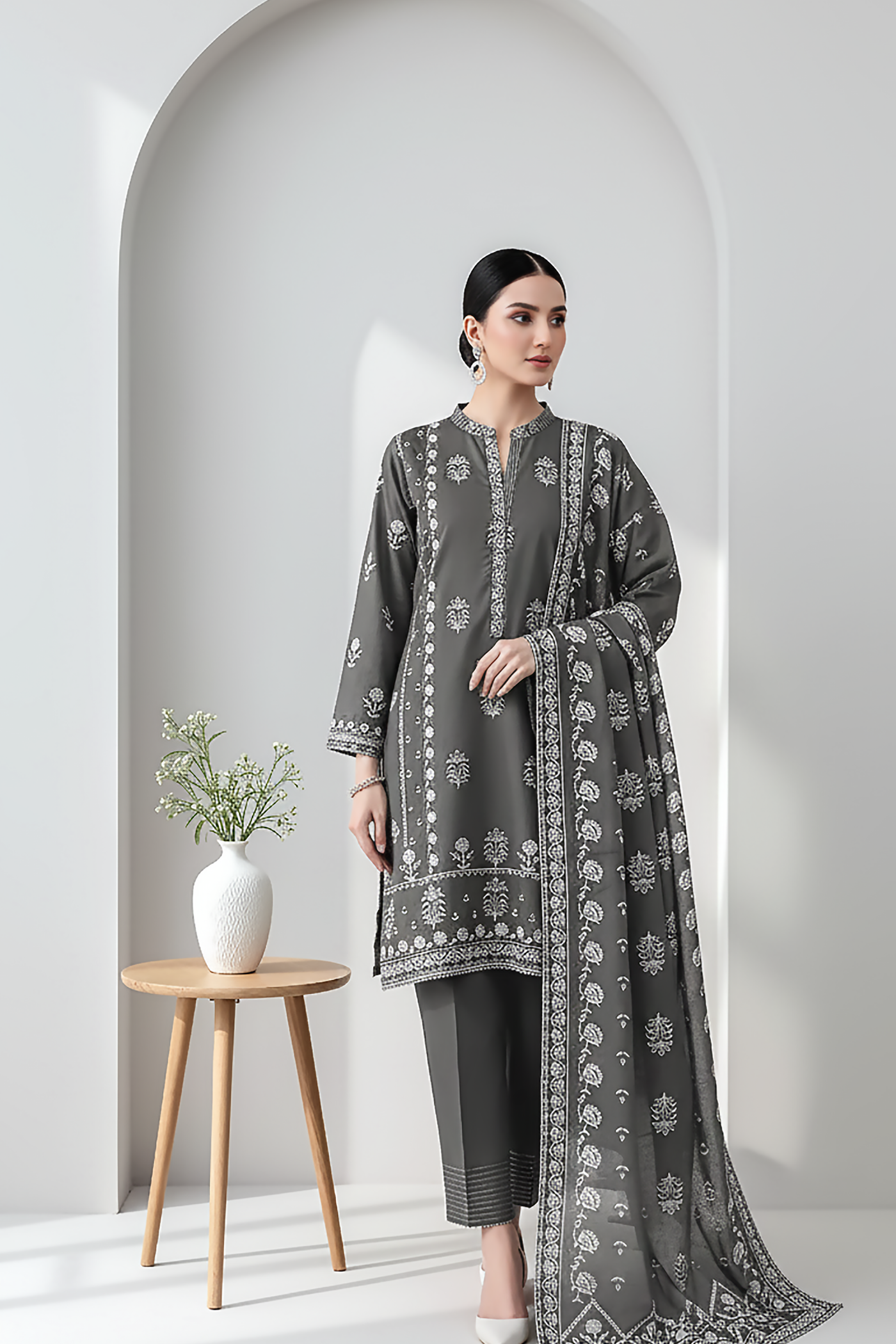 03 Piece Unstitched Textured Heavy Weight Printed Marina - Design 25