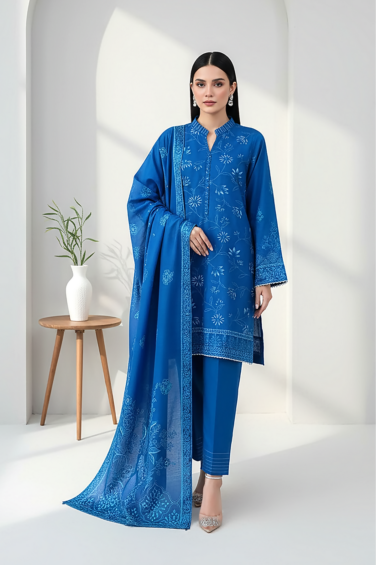 03 Piece Unstitched Textured Heavy Weight Printed Marina - Design 27