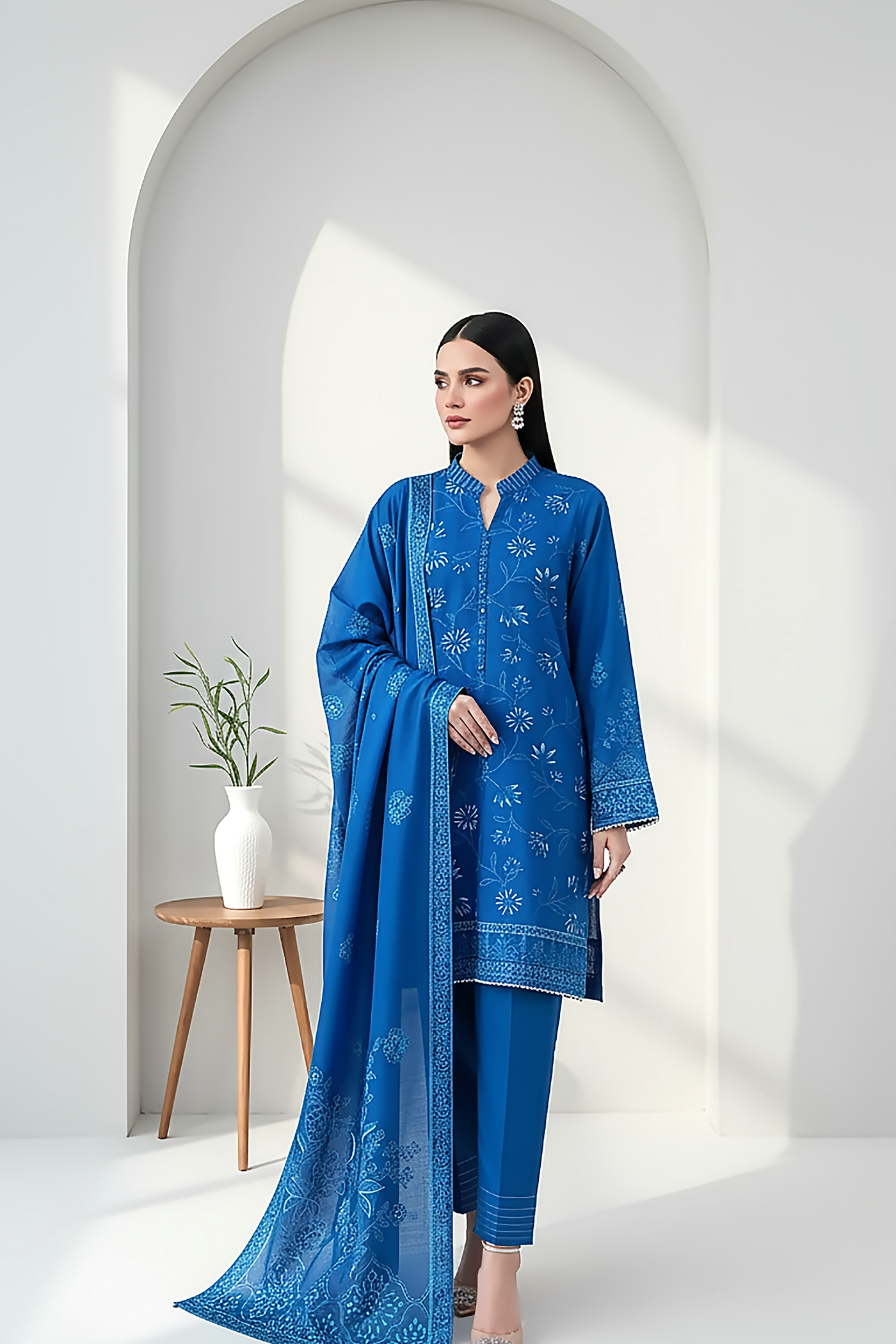 03 Piece Unstitched Textured Heavy Weight Printed Marina - Design 27