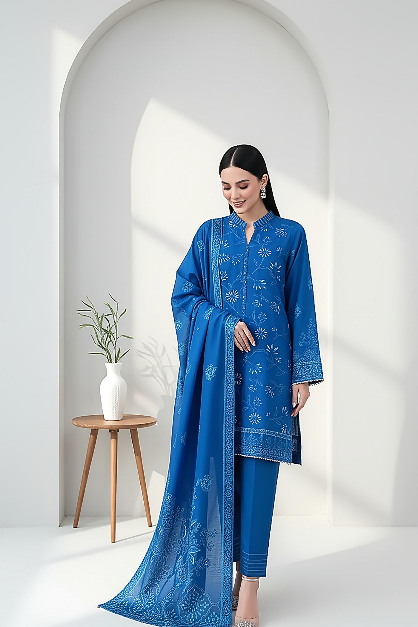 03 Piece Unstitched Textured Heavy Weight Printed Marina - Design 27