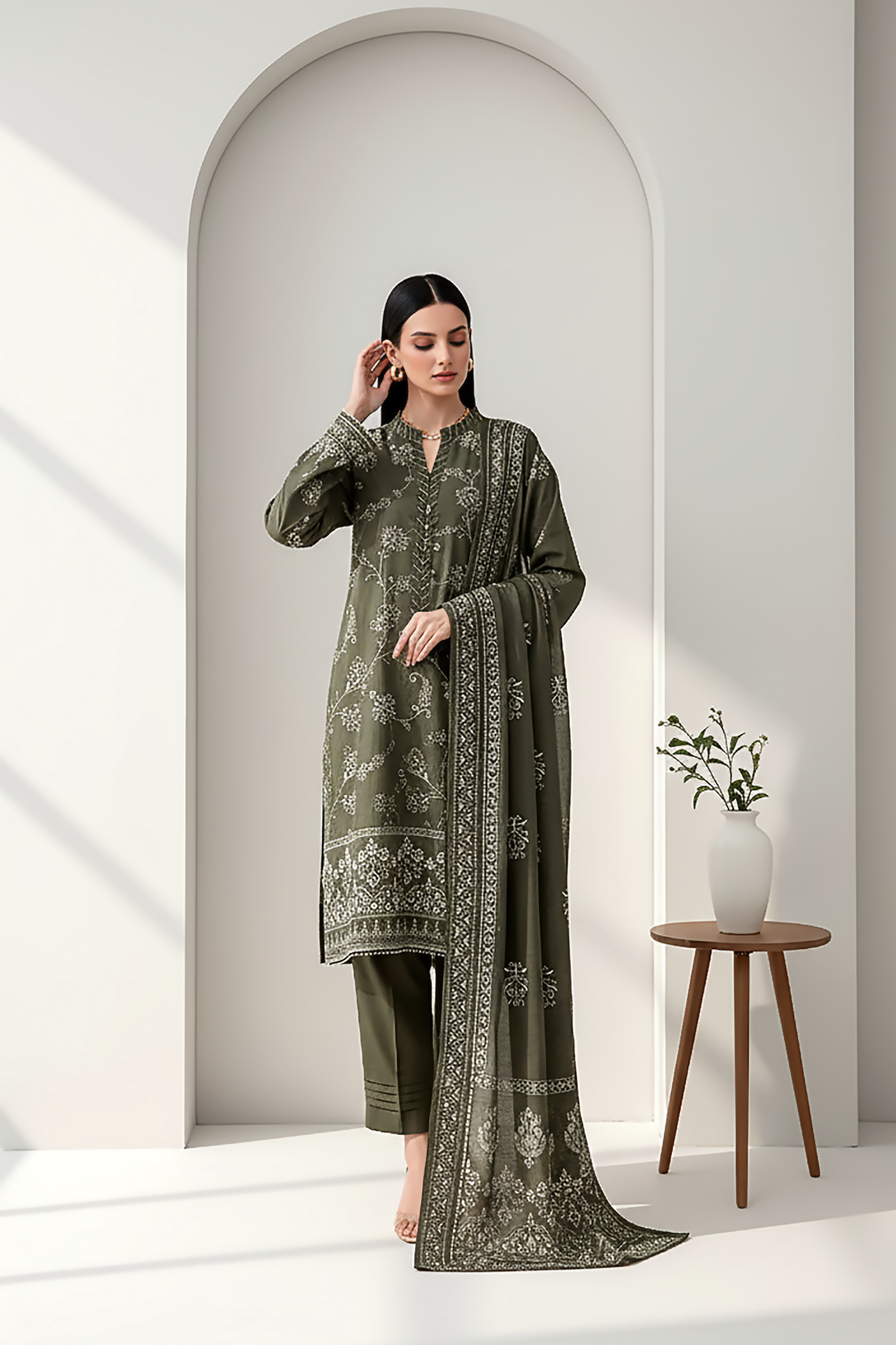 03 Piece Unstitched Textured Heavy Weight Printed Marina - Design 29