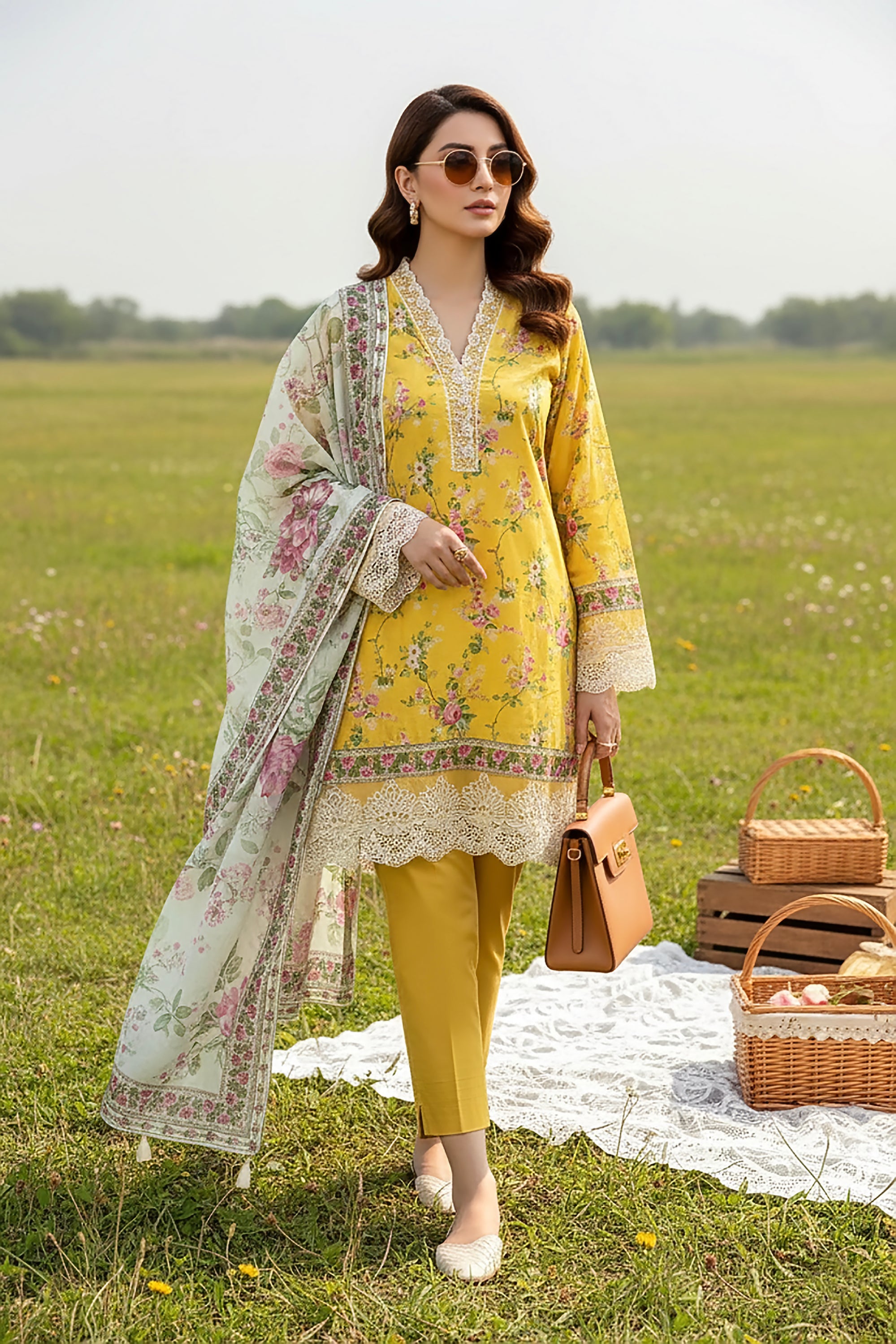 03 Piece Stitched Printed Embroidered Lawn