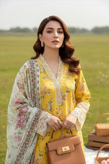 03 Piece Stitched Printed Embroidered Lawn