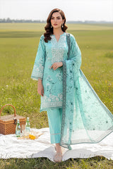 03 Piece Stitched Printed Embroidered Lawn