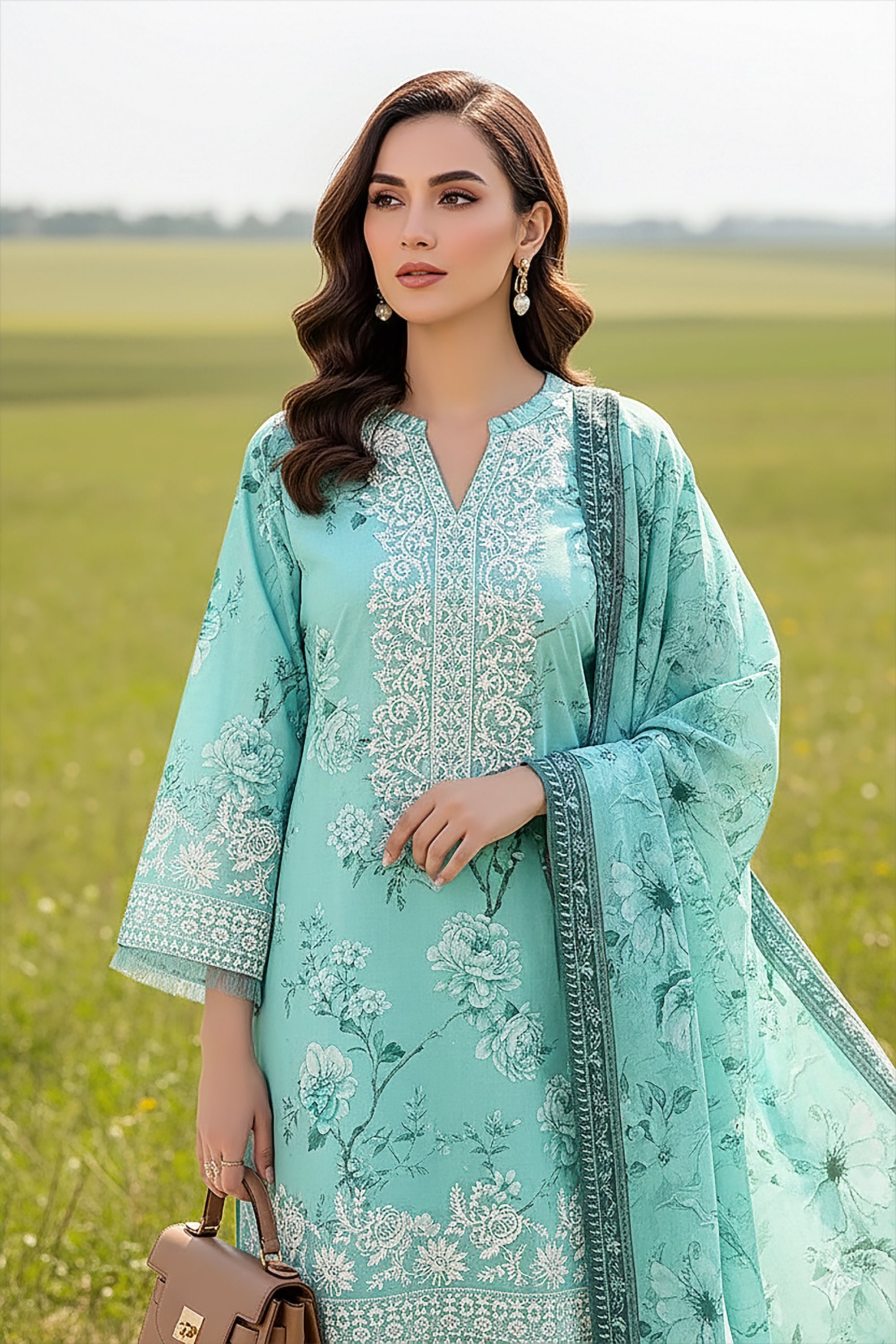 03 Piece Stitched Printed Embroidered Lawn