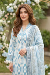 Lakhany Premium 03 Piece Unstitched Printed Embroidered with Printed Lawn Dupatta - Design 2