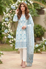 Lakhany Premium 03 Piece Unstitched Printed Embroidered with Printed Lawn Dupatta - Design 2