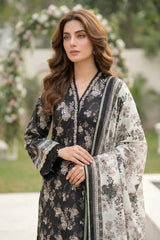 Lakhany Premium 03 Piece Unstitched Printed Embroidered with Printed Lawn Dupatta - Design 4